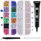 1 Tube of 15ml Gel + Colorful Gems + Flat-back Round Glass Crystals With Pickup Tools